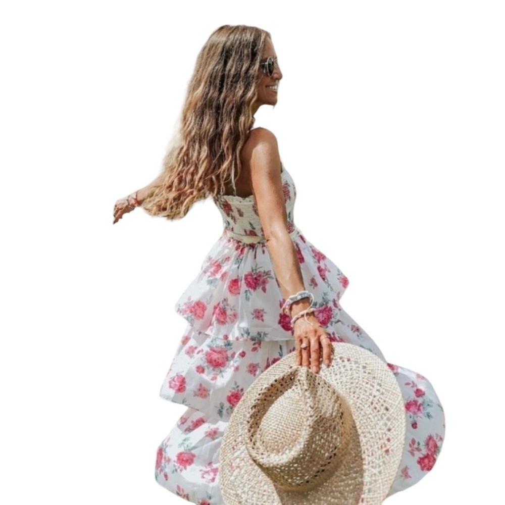 LoveShackFancy x Target Floral & Tiered Elise Midi Dress Sz. L - Picture 14 of 15